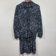Lucky Brand Dress XL Sheer Knot Tie Layered Paisley Artsy Minimalist Lagenlook