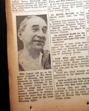 BELA LUGOSI Horror Films Actor Count Dracula VAMPIRE Death 1956 old Newspaper