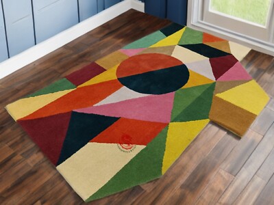 Irregular Shape Multicolor Modern Hand Tufted Rug 4x6 Ready To Ship Custom Rug .