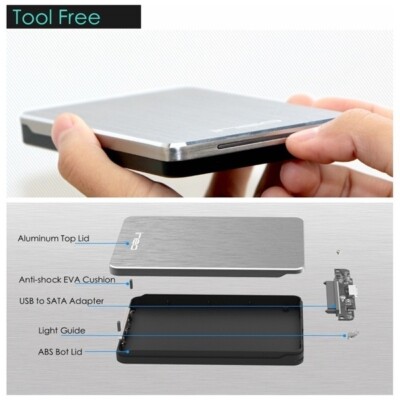 Ultra-thin Aluminum External Drive Enclosure USB 3.0 to SATA III HDD Enclosure f