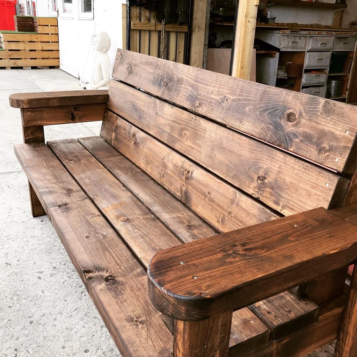 Quality Garden Chunky Handmade Outdoor Wooden Bench Any Size Any Colour