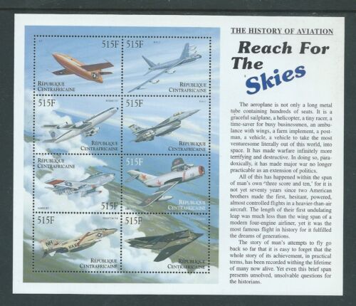 CENTRAL AFRICAN REPUBLIC HISTORY OF AVIATION AIRCRAFT MNH MINISHEET - Picture 1 of 1