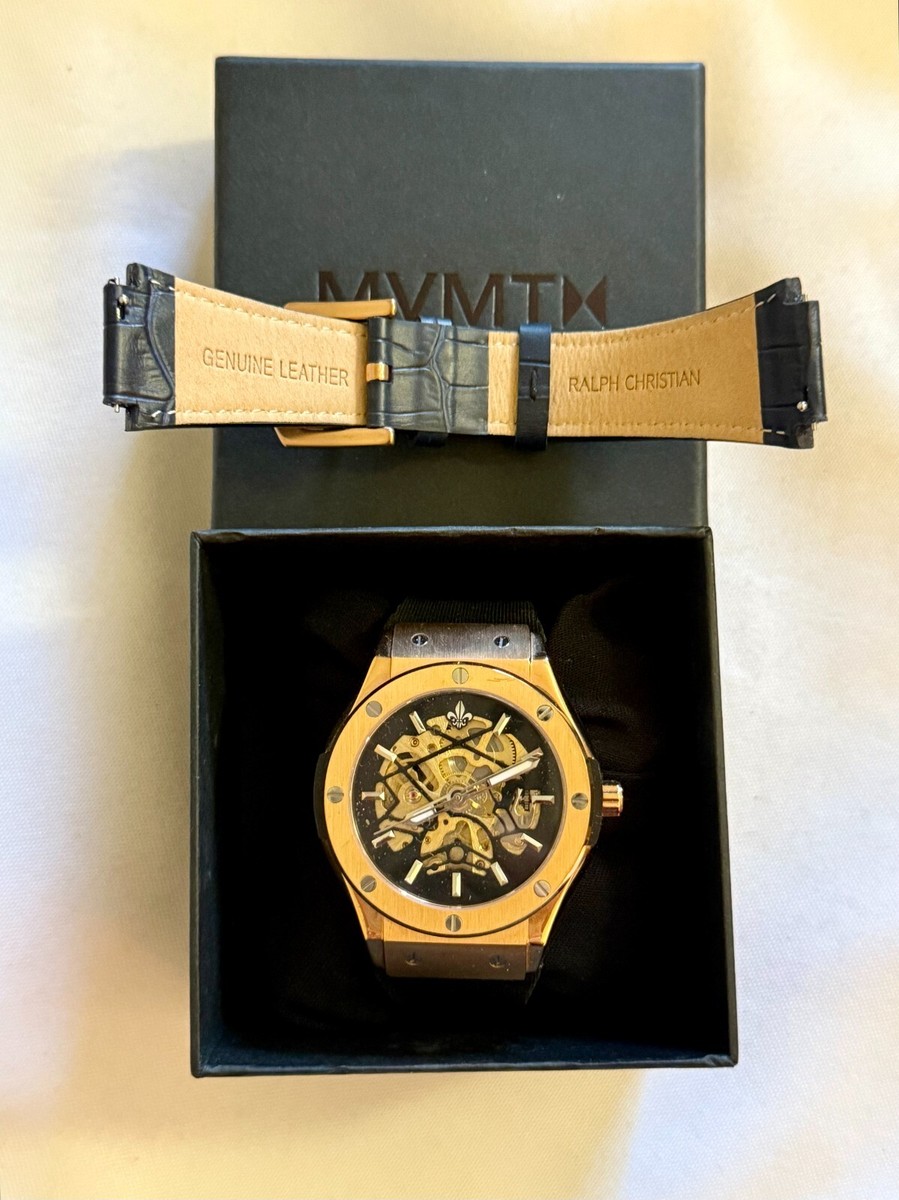 Ralph Christian Luxury Automatic Skeleton Gold/Black Tone Watch
