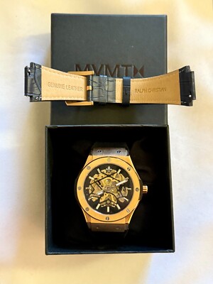 Ralph Christian Luxury Automatic Skeleton Gold/Black Tone Watch