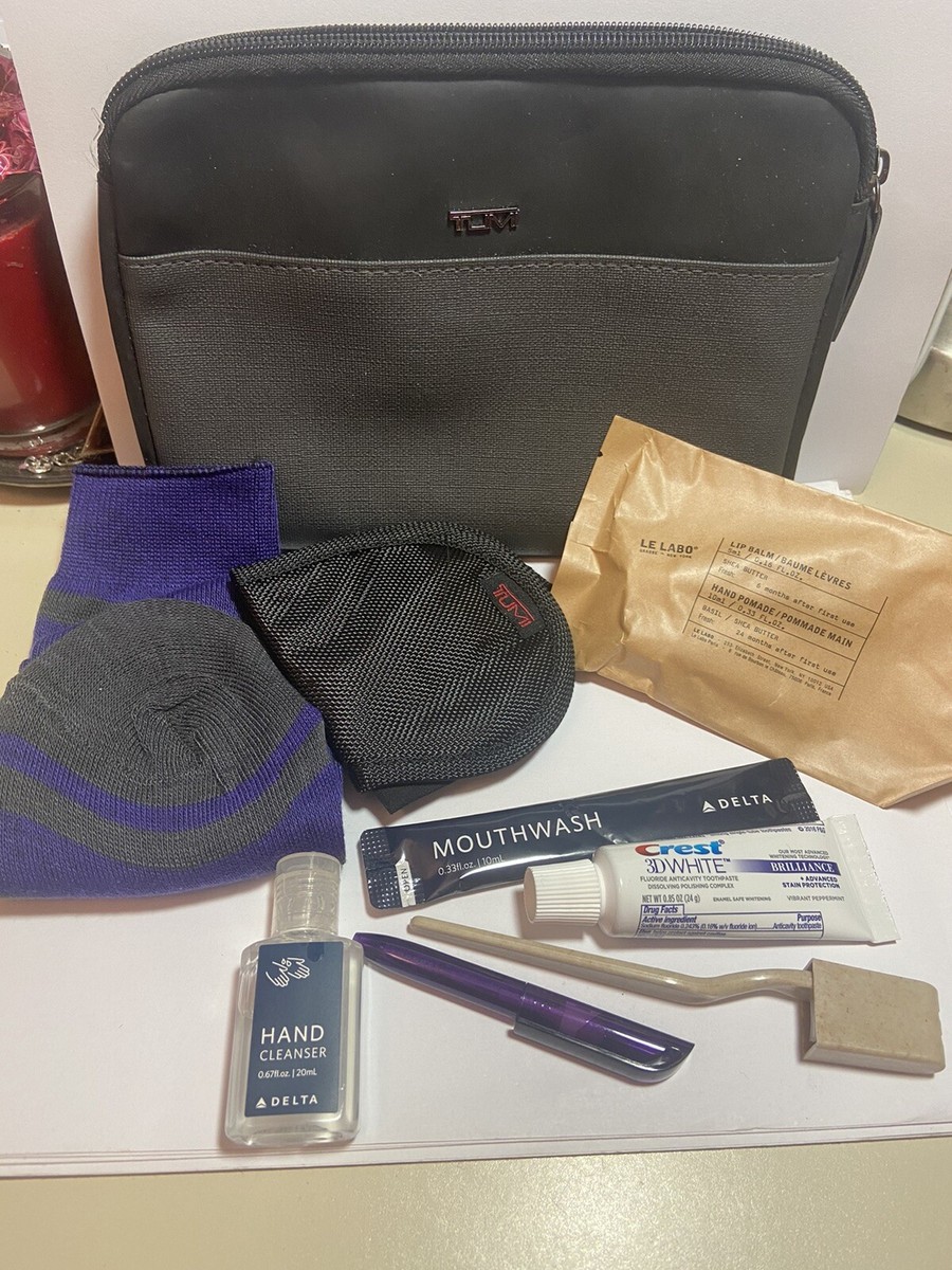 Delta AIRLINES Business Class Tumi Black Gray Amenity Kit Mask La