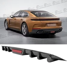 Carbon Style Car Diffuser 6Fins Bumper Lip Spoiler Wing Lip For Porsche Panamera