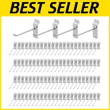 Bulk Pack 96 Silver Slatwall Hooks, 4" Heavy Duty