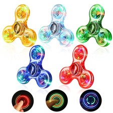 SCIONE 5 Pack LED Light Up Fidget Spinners,Glow in The Dark Sensory 2.8inch