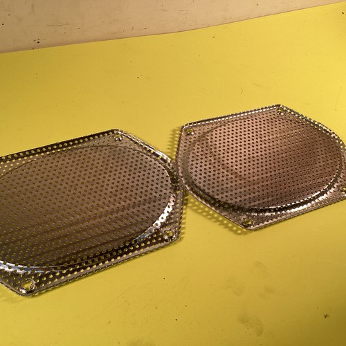 2 cubiertas de altavoces de coche clásico cubierta puerta camión cromo metal rejilla perforada vintage - Imagen 8 de 8
