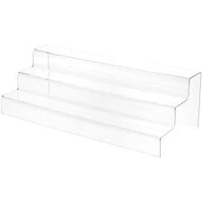 Plymor Clear Acrylic 3-Step Solid Back Display Stairs, 5.5" H x 18" W x 8" D