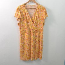 Nine West Dress Womens 2XL Yellow Short Sleeve Mini Stretch Polyester