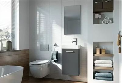 Bauhaus Riva Badmöbel Set Anthrazit 40 cm Waschbecken