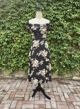 NWT Reformation Izabel in Areille Black Floral Ruffle Off Shoulder Midi Dress 8