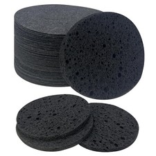 50 Count Black Facial Sponges Compressed Natural Cellulose for Face Cleansing