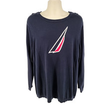 Nautica Mens Sweater XXL Navy Sailboat Logo Crewneck Pullover Casual Knit NEW
