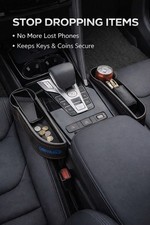 2 Pack Car Seat Gap Filler Organizer Pu Leather Storage Pocket Cup Holder