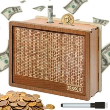 Cash Vault Wooden Savings Box - Wooden Cash Saver Money Box Cash Saver Box