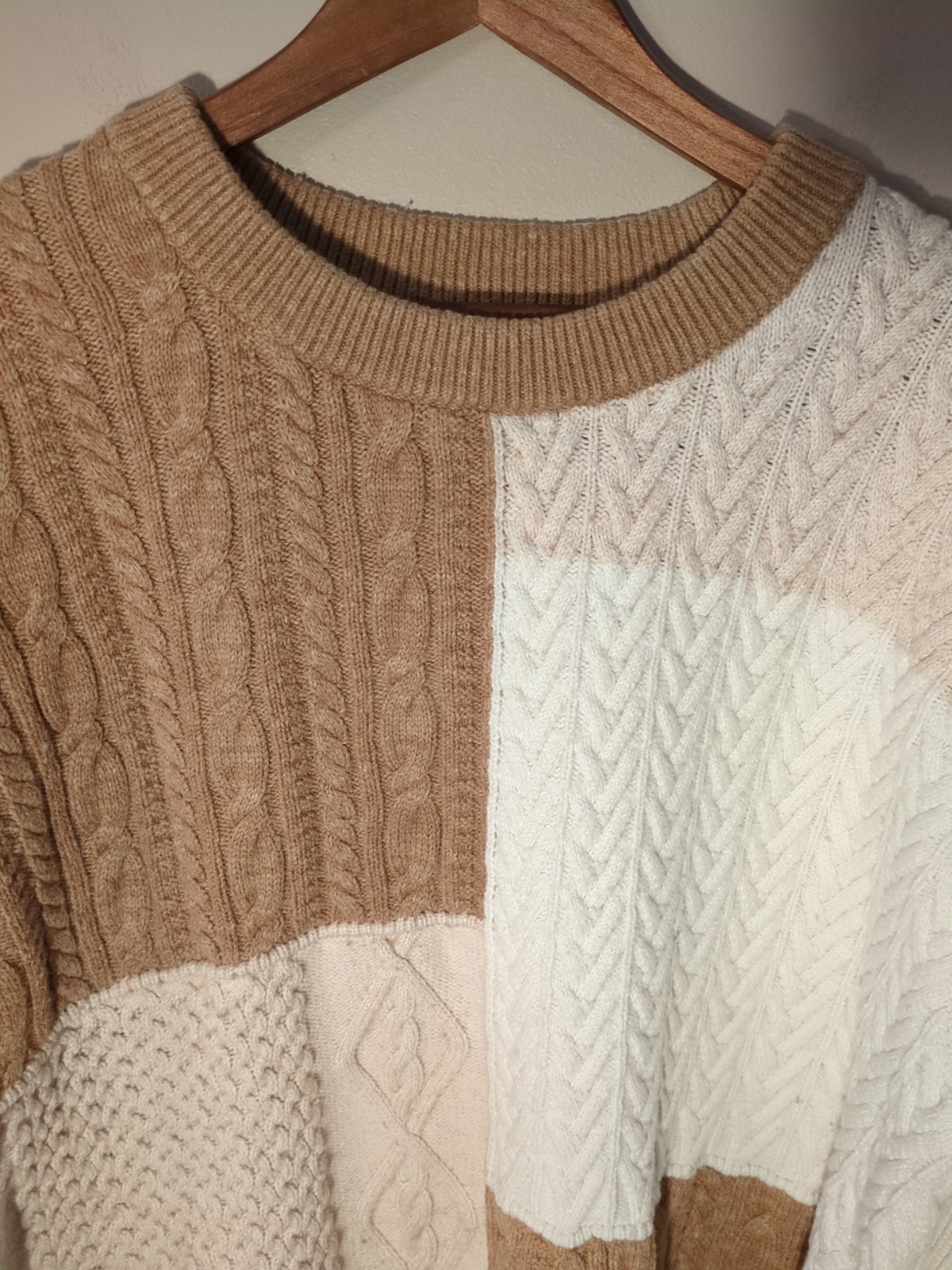 Lands End Women's Chunky Patchwork Cable Knit Swe… - image 2