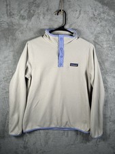 Patagonia Micro D Snap T Pullover Fleece Sweater Women's Size Small Tan Purple
