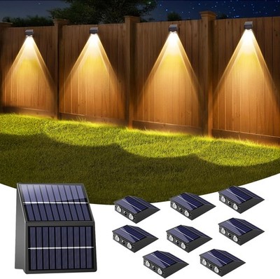 ArtCool (8-PACK) Outdoor Solar Fence Lights w/ Dual Panels *NEW*