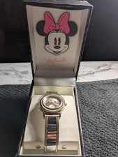 Disney Minnie Mouse Silver  Gold/Two Tone Cuff Bangle Wristwatch new battery