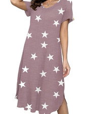 Nightie Women's Plus Size Nightdress Short Sleeve, Long Length Nightdress XL-7XL