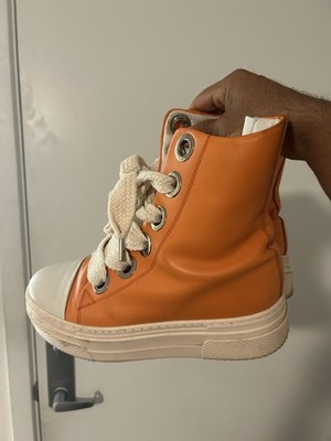 CRO3 Orange High-Top Sneakers Men s Casual Lace Up with Side Zipper