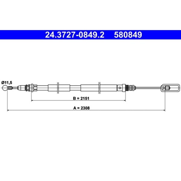 Seilzug Feststellbremse ATE 24.3727-0849.2 FüR CitroëN Peugeot C8-image