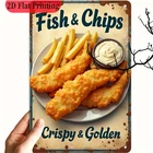 [Vintage Fish & Chips Plaque] Tin Metal Signs Home Décor 8x12 Inch Fish & Chips
