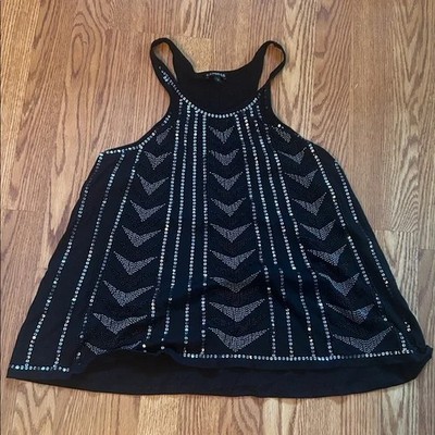 Express Cotton Gem Detail Black Tank Top Size Large 