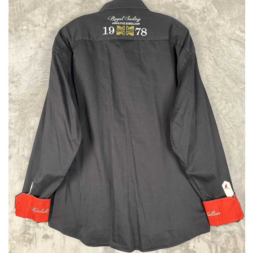 Camisa náutica Absolute Rebellion para hombre negra manga larga vela real L Foto 2 de 4