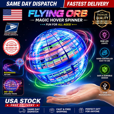 2026 Flying Orb Ball Toy Hand Controlled RGB LED Light Magic Hover Boomerang