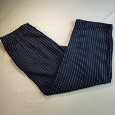 New Linen Palazzo High Rise Straight Leg Pants Navy Sz 12