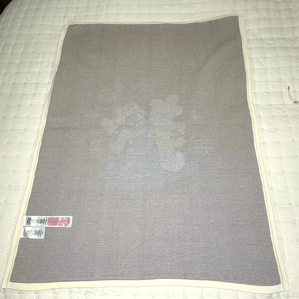 Disney Baby Organic Cotton Blanket Cream Blue Mickey Snowman Winter Nursery - Image 4 of 4