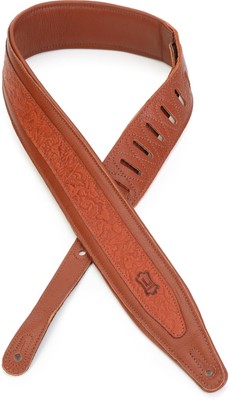 Leathers 25 Garment Leather Guitar Strap Florentine Emboss Design Tan M317FG