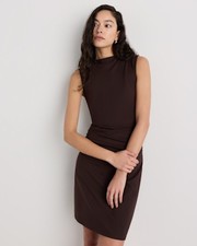 Quince Women Stretch Cotton Jersey Mock Neck Mini Dress Brown XL