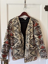 Aztec Western Boho Beaded Embroidered Geometric Studded Large Unique Blazer