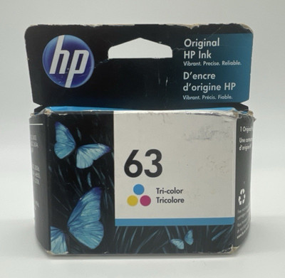 HP 63 Tri-Color Printer Ink Cartridge F6U61AN EXP Oct 2022 Genuine OEM New