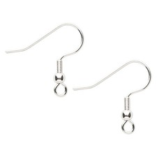 Ear Wire, 1000 Silver Plated Stainless Steel 21 Gauge 20mm Fishhook Coil w/ Ball