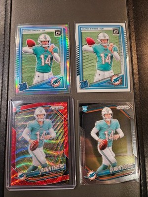 (4) Quinn Ewers RC's: Prizm Red Wave /149, Prizm base, Optic Silver Holo,