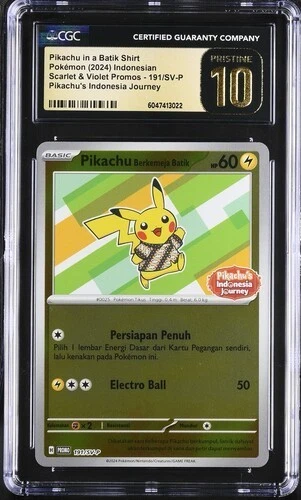 CGC 10 Pristine Pikachu Batik Reverse Holo Foil 191 Pokemon Indonesia POP 2