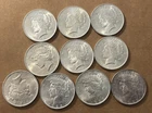LOT OF 10  1923 US PEACE 90% SILVER DOLLARS AU