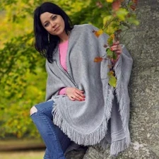 BABY ALPACA WOOL PONCHO CAPE WRAP SHAWL COAT HANDMADE IN ECUADOR