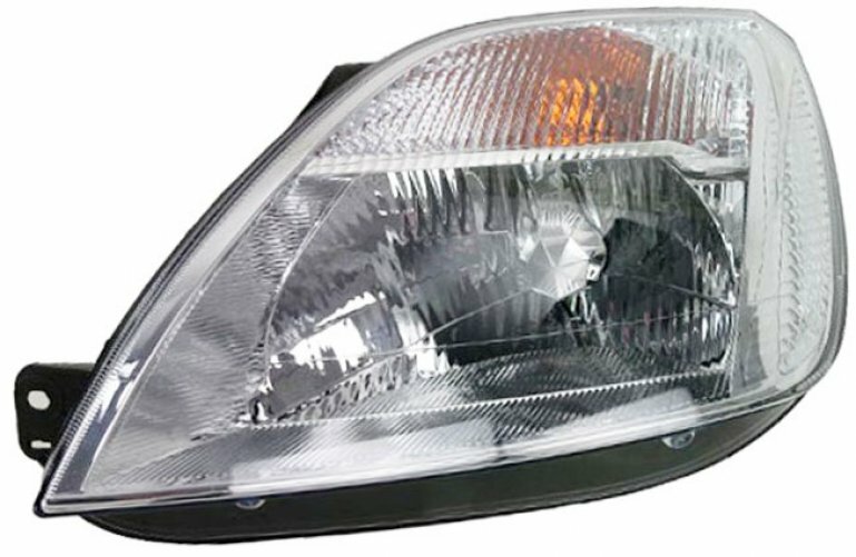Phare avant gauche pour Ford Fiesta 2002-2006 en polycarbonate renforcé chrome