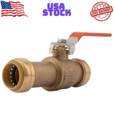 1 Inch Slip Ball Valve, Push to Connect Brass Plumbing Fitting, PEX Pipe, ...