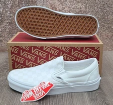 Vans VN000EYE Classic Slip On White Checkered Shoes Mens SZ 5, Ladies SZ 6.5