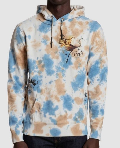$188 PRPS Men's Beige Luther Cotton Hoodie in Blue Ribbon Size XL