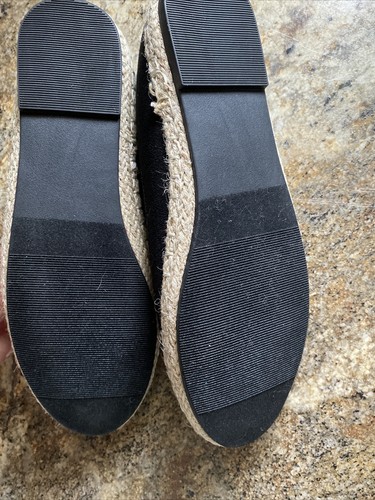 Wanted Brand Women's Size 8 Black Slip On Round Sparkle Toe Espadrille Flats - Picture 10 of 11