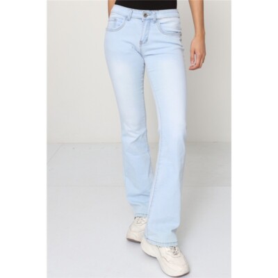 Damen Bootcut-Jeans 5-Pocket Hellblau #H2512