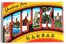 Greetings from Topeka Kansas FRIDGE MAGNET travel souvenir "style B"
